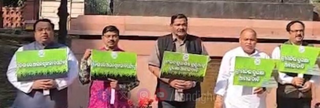 ଶ୍ରୀମନ୍ଦିର ସୁରକ୍ଷାକୁ ନେଇ ପାର୍ଲାମେଣ୍ଟ ପରିସର ଗାନ୍ଧିମୂର୍ତ୍ତି ତଳେ ବିଜେଡି ସାଂସଦଙ୍କ ଧାରଣା